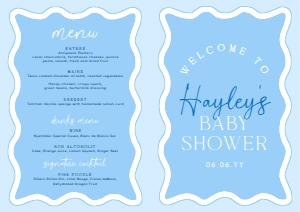 WAV-BLU-10-B3100 - WAVE - BLUE - BABY SHOWER GAME BOOKLET - A4: WAV-BLU-10-B3100 - WAVE - BLUE - BABY SHOWER GAME AND MENU BOOKLET