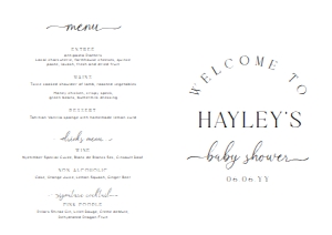QSC-WHT-10-B3103 - QUINN SCRIPT - WHITE - BABY SHOWER GAME & MENU BOOKLET - A4: QSC-WHT-10-B3103 - QUINN SCRIPT - WHITE - BABY SHOWER GAME & MENU BOOKLET
