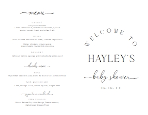 QSC-WHT-10-B3103 - QUINN SCRIPT - WHITE - BABY SHOWER GAME & MENU BOOKLET - LETTER: QSC-WHT-10-B3103 - QUINN SCRIPT - WHITE - BABY SHOWER GAME & MENU BOOKLET