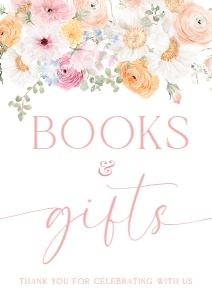 MIL-WHT-7-B3113 - MILLIE FLORAL - WHITE - BOOKS AND GIFTS SIGN - A4: MIL-WHT-7-B3113 - MILLIE FLORAL - WHITE - BOOKS AND GIFTS SIGN