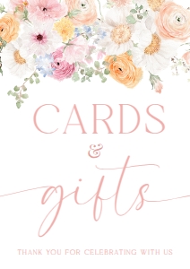 MIL-WHT-7-B3114 - MILLIE FLORAL - WHITE - CARDS AND GIFTS SIGN - A4: MIL-WHT-7-B3114 - MILLIE FLORAL - WHITE - CARDS AND GIFTS SIGN