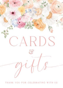 MIL-WHT-7-B3114 - MILLIE FLORAL - WHITE - CARDS AND GIFTS SIGN - 5" x 7": MIL-WHT-7-B3114 - MILLIE FLORAL - WHITE - CARDS AND GIFTS SIGN