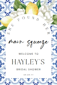MED-BLU-3-B3117 - THE MED - LEMONS - ARCH MAIN SQUEEZE WELCOME SIGN - 24" x 36": MED-BLU-3-B3117 - THE MED - LEMONS - ARCH MAIN SQUEEZE WELCOME SIGN