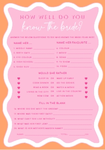 WAV-PKO-10-B3056 - WAVE - PINK ORANGE - KNOW THE BRIDE GAME - A5: WAV-PKO-10-B3056 - WAVE - PINK ORANGE - KNOW THE BRIDE GAME