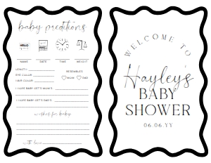 WAV-BKW-10-B3108 - WAVE - BLACK WHTIE - BABY SHOWER GAMES BOOKLET - LETTER: WAV-BKW-10-B3108 - WAVE - BLACK WHITE - BABY SHOWER GAMES BOOKLET