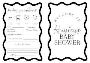 WAV-BKW-10-B3108 - WAVE - BLACK WHTIE - BABY SHOWER GAMES BOOKLET - A4: WAV-BKW-10-B3108 - WAVE - BLACK WHITE - BABY SHOWER GAMES BOOKLET