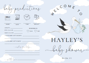 STO-BLU-10-B3121 - STORK - BLUE - BABY SHOWER GAME BOOKLET - A4: STO-BLU-10-B3121 - STORK - BLUE - BABY SHOWER GAME BOOKLET