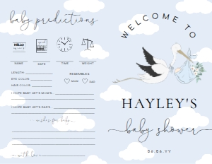 STO-BLU-10-B3121 - STORK - BLUE - BABY SHOWER GAME BOOKLET - 8.5" x 11": STO-BLU-10-B3121 - STORK - BLUE - BABY SHOWER GAME BOOKLET