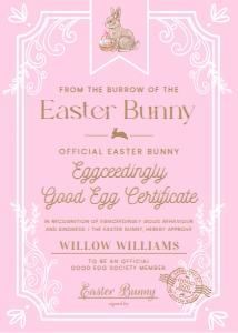 EAS-PNK-24-B3126 - EASTER - PINK - GOOD EGG CERTIFICATE - 5" x 7": EAS-PNK-24-B3126 - EASTER - PINK - GOOD EGG CERTIFICATE