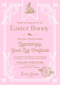 EAS-PNK-24-B3126 - EASTER - PINK - GOOD EGG CERTIFICATE - A4: EAS-PNK-24-B3126 - EASTER - PINK - GOOD EGG CERTIFICATE