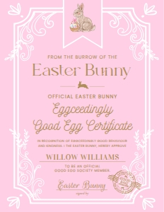 EAS-PNK-24-B3126 - EASTER - PINK - GOOD EGG CERTIFICATE - 8.5" x 11": EAS-PNK-24-B3126 - EASTER - PINK - GOOD EGG CERTIFICATE