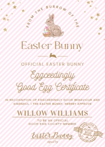 STR-PNK-24-B3127 - STRIPE - PINK - EASTER GOOD EGG CERTIFICATE - 5" x 7": STR-PNK-24-B3127 - STRIPE - PINK - EASTER GOOD EGG CERTIFICATE