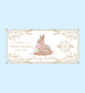 EAS-MLT-14-B3130 - EASTER - MULTI - BUNNY BUCKS CHOCOLATE WRAPPER - 5.5" x 6": EAS-MLT-14-B3130 - EASTER - MULTI - BUNNY BUCKS CHOCOLATE WRAPPER