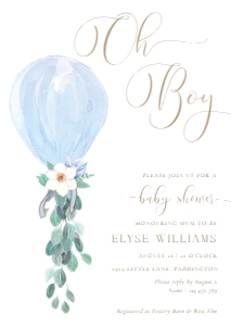 DAF-BLU-1-B3132 - DARLINGTON FLORAL - BLUE - OH BOY BABY SHOWER INVITATION - A6: DAF-BLU-1-B3137 - DARLINGTON FLORAL - BLUE - OH BOY BABY SHOWER INVITATION SUITE