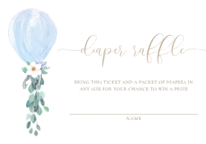DAF-BLU-2-B3135 - DARLINGTON FLORAL - BLUE - RAFFLE TICKET - 3.5" x 5": DAF-BLU-1-B3137 - DARLINGTON FLORAL - BLUE - OH BOY BABY SHOWER INVITATION SUITE