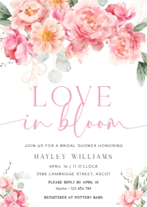 PIP-WHT-1-B3145 - PIPER - WHITE - BRIDAL SHOWER LOVE IN BLOOM INVITATION - A6: PIP-WHT-1-B3145 - PIPER - WHITE - BRIDAL SHOWER LOVE IN BLOOM INVITATION