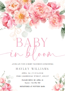 PIP-WHT-1-B3147 - PIPER - PINK - BABY SHOWER ARCH INVITATION - 5" x 7": PIP-WHT-1-B3147 - PIPER - PINK - BABY SHOWER ARCH INVITATION