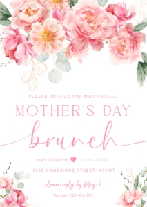 PIP-WHT-1-B3153 - PIPER - WHITE - MOTHER'S DAY BRUNCH INVITATION - A6: PIP-WHT-1-B3153 - PIPER - WHITE - MOTHER'S DAY BRUNCH INVITATION