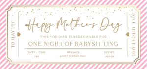 PAN-PKG-14-B3164 - PAINTLY - PINK GOLD - MOTHER'S DAY BABYSITTING VOUCHER - DL: PAN-PKG-14-B3164 - PAINTLY - PINK GOLD - MOTHER'S DAY BABYSITTING VOUCHER