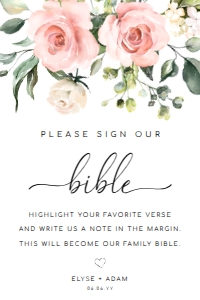 DAR-PNK-7-B3171 - DARCY FLORAL - PINK - SIGN OUR BIBLE SIGN - 4" x 6": DAR-PNK-7-B3171 - DARCY FLORAL - PINK - SIGN OUR BIBLE SIGN