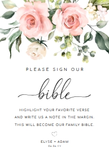 DAR-PNK-7-B3171 - DARCY FLORAL - PINK - SIGN OUR BIBLE SIGN - 5" x 7": DAR-PNK-7-B3171 - DARCY FLORAL - PINK - SIGN OUR BIBLE SIGN