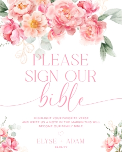 PIP-WHT-7-B3173 - PIPER - WHITE - SIGN OUR BIBLE SIGN - 8" x 10": PIP-WHT-7-B3173 - PIPER - WHITE - SIGN OUR BIBLE SIGN
