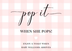 GIN-PNK-6-B2829 - GINGHAM - PINK - POP IT FAVOUR TAG - 3.5" x 5": GIN-PNK-6-B2829 - GINGHAM - PINK - POP IT TAG