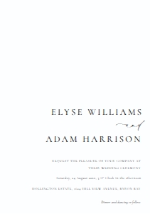 ELE-WHT-1-B2433 - ELLESMERE - WHITE - WEDDING INVITATION - A5: ELE-WHT-1-B2438 - ELLESMERE - WHITE - WEDDING INVITATION SUITE
