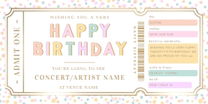 DOT-PMT-14-B2863 - DOT - PASTEL MULTI - CONCERT GIFT CERTIFICATE - 4" x 8": DOT-PMT-14-B2863 - DOT - PASTEL MULTI - CONCERT GIFT CERTIFICATE