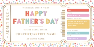 DOT-MLT-14-B3208 - DOT - MULTI - FATHER'S DAY CONCERT GIFT CERTIFICATE - 4" x 8": DOT-MLT-14-B3208 - DOT - MULTI - FATHER'S DAY CONCERT GIFT CERTIFICATE