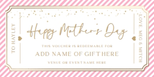 STR-PKG-14-B3215 - STRIPE - PINK GOLD - MOTHER'S DAY GIFT CERTIFICATE - 4" x 8": STR-PKG-14-B3215 - STRIPE - PINK GOLD - MOTHER'S DAY GIFT CERTIFICATE