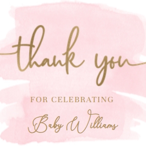 WAT-PNK-6-B329 - WATERCOLOUR PINK - GOLD - THANK YOU TAGS - 2.5" x 2.5: WAT-PNK-6-B329 - WATERCOLOUR PINK - GOLD FOIL - THANK YOU FAVOUR TAGS