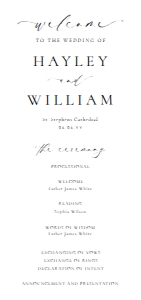 ELE-WHT-11-B3178 - ELLESMERE - WHITE - WEDDING PROGRAM - DL: ELE-WHT-11-B3178 - ELLESMERE - WHITE - WEDDING PROGRAM
