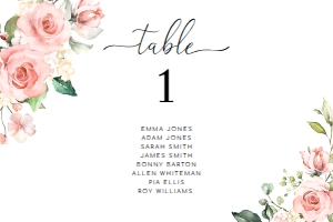 DAR-PNK-9-B046 - DARCY FLORAL PINK - TABLE NUMBERS - LANDSCAPE - 4" x 6": DAR-PNK-9-B046 - DARCY FLORAL PINK - TABLE NUMBERS