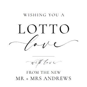 ELE-WHT-6-B3239 - ELLESMERE - WHITE - LOTTO LOVE TAG - 3" x 3": ELE-WHT-6-B3239 - ELLESMERE - WHITE - LOTTO LOVE TAG