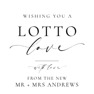 ELE-WHT-6-B3239 - ELLESMERE - WHITE - LOTTO LOVE TAG - 2" x 2": ELE-WHT-6-B3239 - ELLESMERE - WHITE - LOTTO LOVE TAG