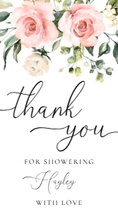 DAR-PNK-6-B381 - DARCY FLORAL PINK - THANK YOU TAGS - 5cm x 9cm: DAR-PNK-6-B381 - DARCY FLORAL PINK - FAVOUR TAGS