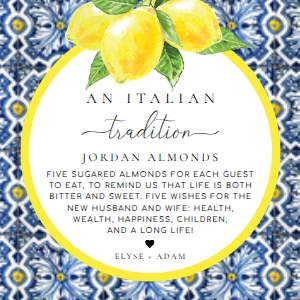 POS-BLY-6-B3256 - POSITANO - BLUE TILE LEMONS - ITALIAN TRADITIONS TAG - 2" x 2": POS-BLY-6-B3256 - POSITANO - BLUE TILE LEMONS - ITALIAN TRADITIONS TAG