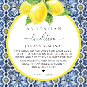 POS-BLY-6-B3256 - POSITANO - BLUE TILE LEMONS - ITALIAN TRADITIONS TAG - 2.5" x 2.5": POS-BLY-6-B3256 - POSITANO - BLUE TILE LEMONS - ITALIAN TRADITIONS TAG