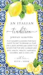 POS-BLY-6-B3256 - POSITANO - BLUE TILE LEMONS - ITALIAN TRADITIONS TAG - 2" x 3.5": POS-BLY-6-B3256 - POSITANO - BLUE TILE LEMONS - ITALIAN TRADITIONS TAG