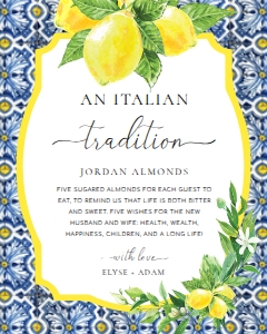 POS-BLY-7-B3255 - POSITANO - BLUE TILE LEMONS - ITALIAN TRADITIONS SIGN - 8" x 10": POS-BLY-7-B3255 - POSITANO - BLUE TILE LEMONS - ITALIAN TRADITIONS SIGN