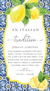POS-BLY-6-B3256 - POSITANO - BLUE TILE LEMONS - ITALIAN TRADITIONS TAG - 5cm x 9cm: POS-BLY-6-B3256 - POSITANO - BLUE TILE LEMONS - ITALIAN TRADITIONS TAG