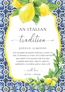POS-BLY-7-B3255 - POSITANO - BLUE TILE LEMONS - ITALIAN TRADITIONS SIGN - A4: POS-BLY-7-B3255 - POSITANO - BLUE TILE LEMONS - ITALIAN TRADITIONS SIGN