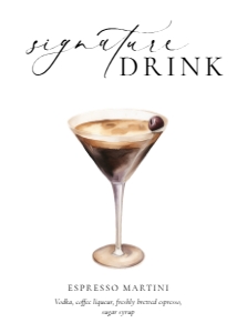 ELE-WHT-7-B3261 - ELLESMERE - WHITE - SIGNATURE DRINK SIGN - 5" x 7": ELE-WHT-7-B3261 - ELLESMERE - WHITE - SIGNATURE DRINK SIGN