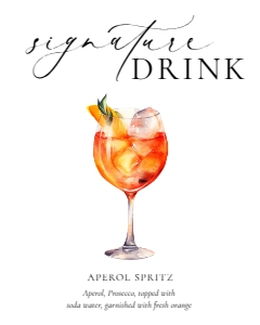 ELE-WHT-7-B3261 - ELLESMERE - WHITE - SIGNATURE DRINK SIGN - 8" x 10": ELE-WHT-7-B3261 - ELLESMERE - WHITE - SIGNATURE DRINK SIGN