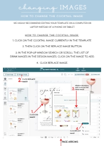 Changing Cocktail Image - Tips: WAT-PNB-7-B2962 - WATERCOLOUR PINK BLUE - GOLD - SIGNATURE DRINKS SIGN