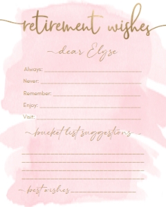 WAT-PNK-10-B2540 - WATERCOLOUR PINK - GOLD - RETIREMENT WISHES GAME - 8" x 10": WAT-PNK-10-B2540 - WATERCOLOUR PINK - GOLD - RETIREMENT WISHES GAME