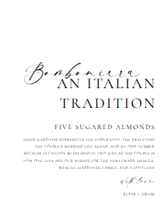 ELE-WHT-7-B3265 - ELLESMERE - WHITE - FIVE SUGARED ALMONDS SIGN - 8" x 10": ELE-WHT-7-B3265 - ELLESMERE - WHITE - FIVE SUGARED ALMONDS SIGN