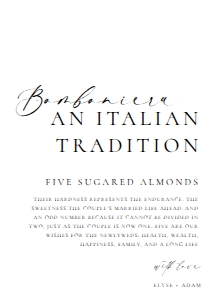 ELE-WHT-7-B3265 - ELLESMERE - WHITE - FIVE SUGARED ALMONDS SIGN - 5" x 7": ELE-WHT-7-B3265 - ELLESMERE - WHITE - FIVE SUGARED ALMONDS SIGN