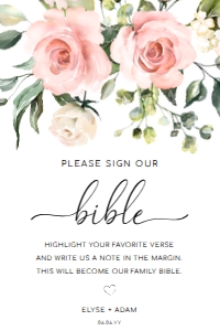 DAR-PNK-7-B3171 - DARCY FLORAL - PINK - SIGN OUR BIBLE SIGN - 12" x 18": DAR-PNK-7-B3171 - DARCY FLORAL - PINK - SIGN OUR BIBLE SIGN